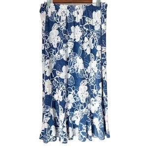 Jesse & J Blue & White‎ Floral Midi Skirt